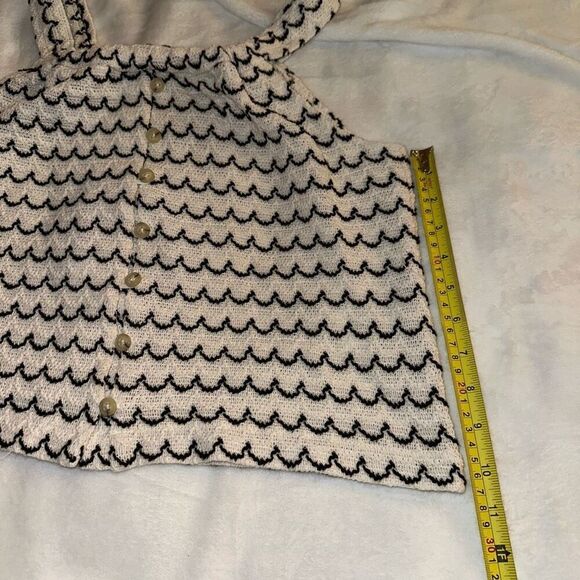 Madewell Texture & Thread Button-Front Swing Tank Cream Black Small EUC - Picture 8 of 9